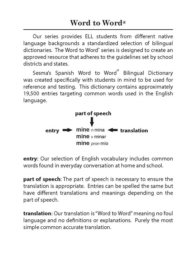 English-Spanish Word to Word® Bilingual Dictionary